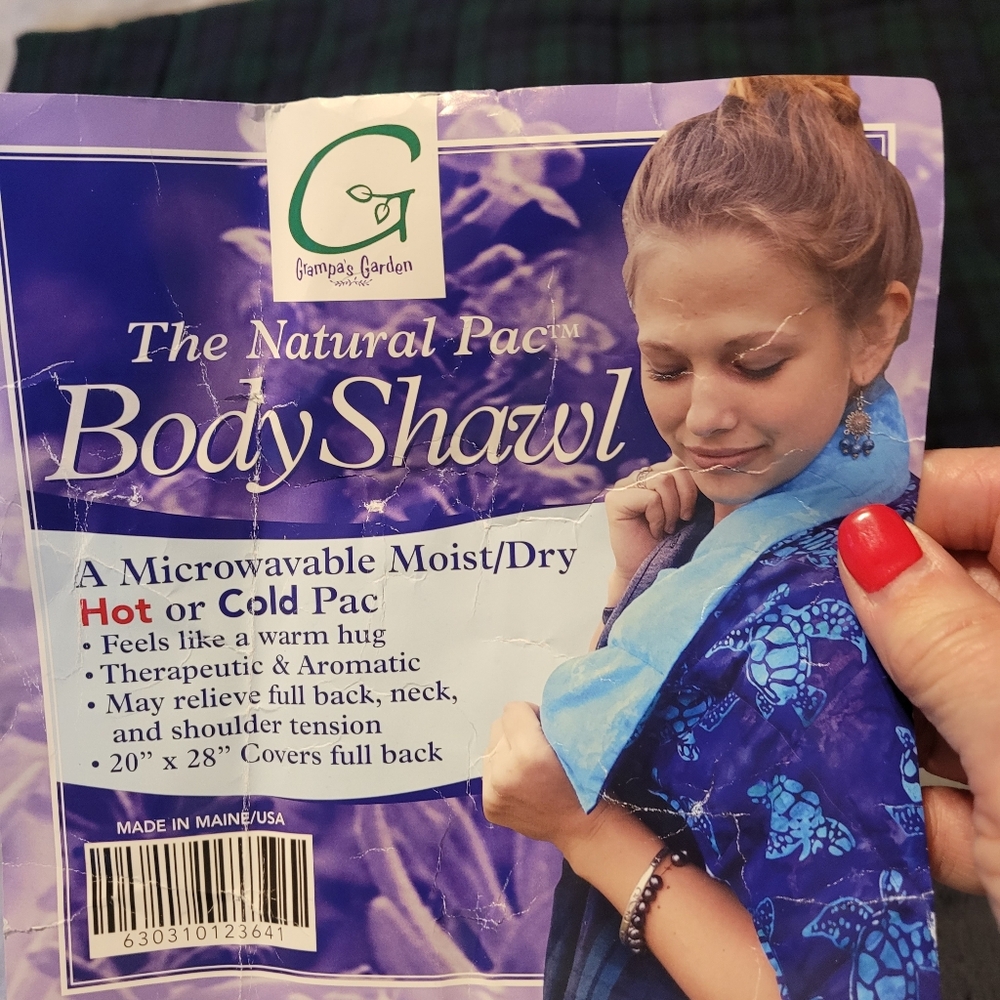 BRAND NEW NATURAL PAC BODY SHAWL MICROWAVABLE HOT COLD PACK BLUE GREEN. RELIEF - Picture 5 of 6